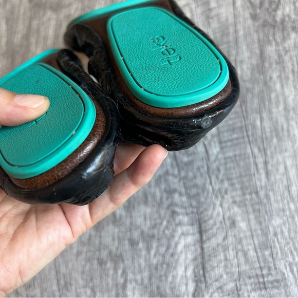 TIEKS by Gavrieli Obsidian Crocodile Ballet Flats Womens Sz 9 Black Foldable - Picture 10 of 10